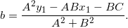 \[b=\frac{A^2y_1-ABx_1-BC}{A^2+B^2}.\]